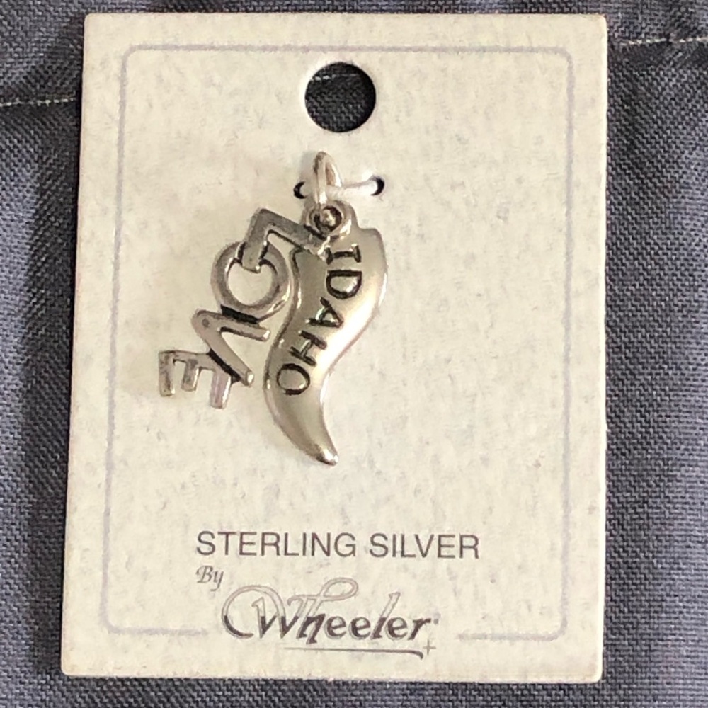 Vintage Sterling Silver Love Idaho Double Charm Necklace Pendant